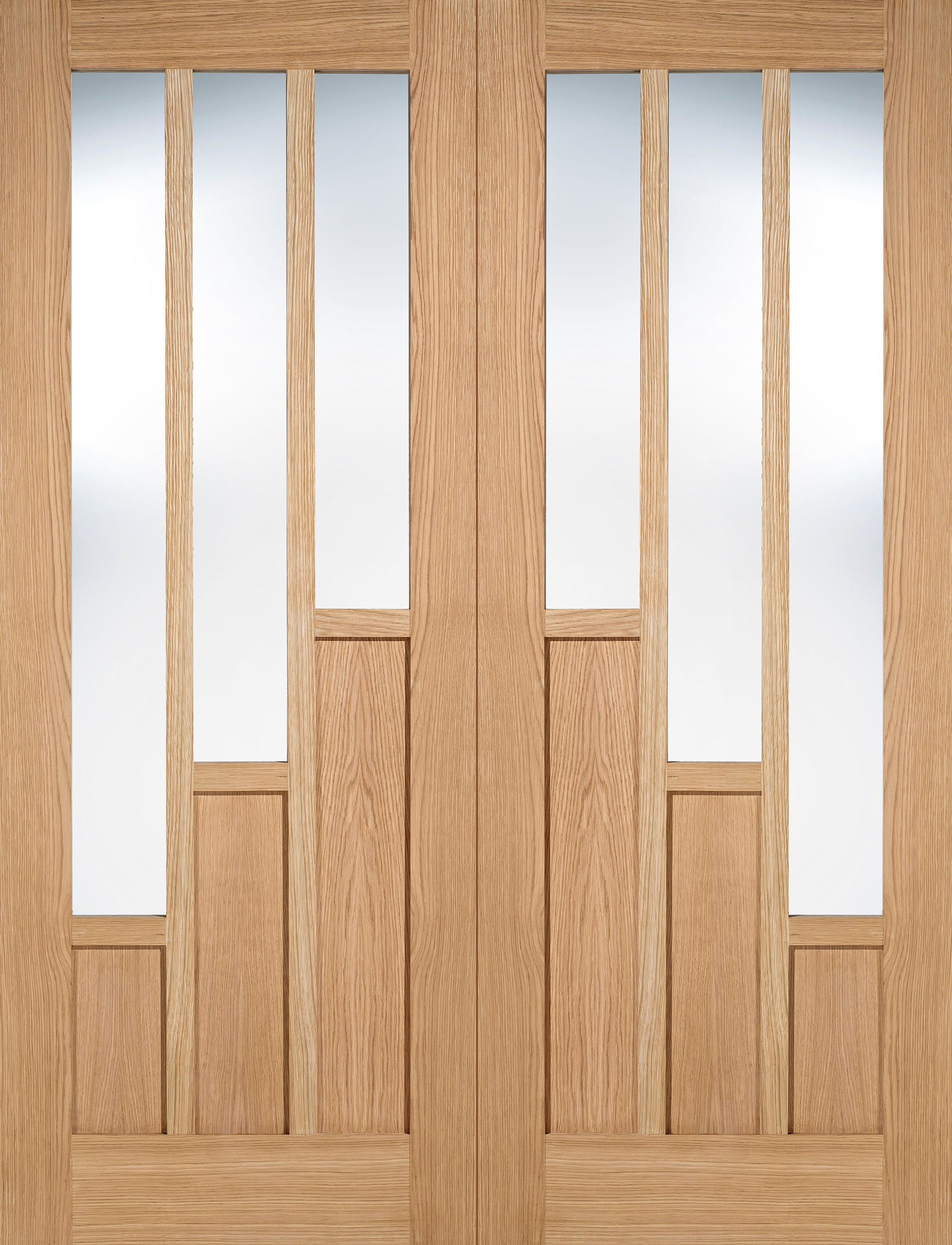 Oak Coventry Prefinished Glazed 3L Pairs LPD Doors